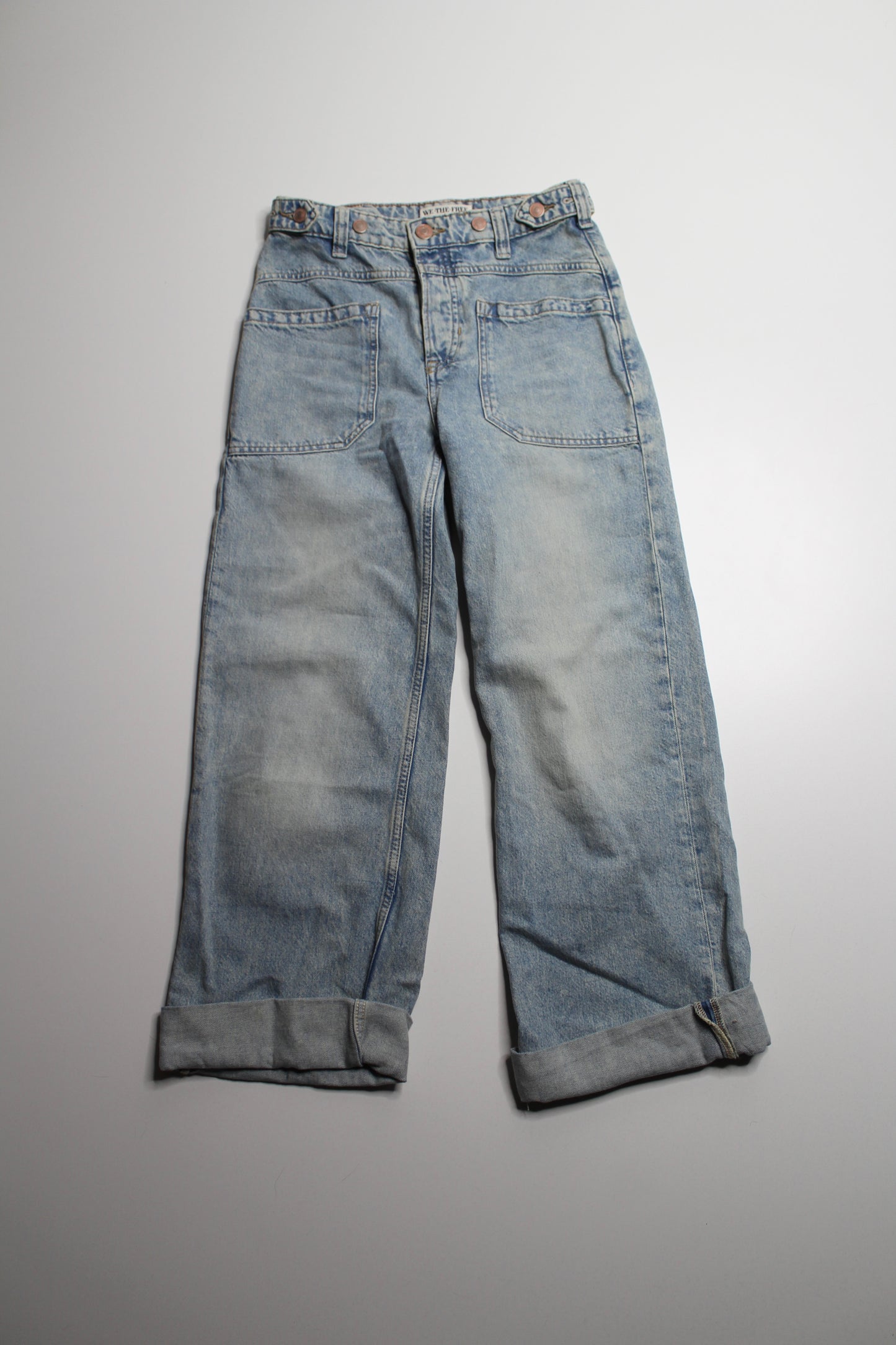 Free People We The Free la la land 'palmer' cuffed wide leg jeans, size 24 (relaxed fit)