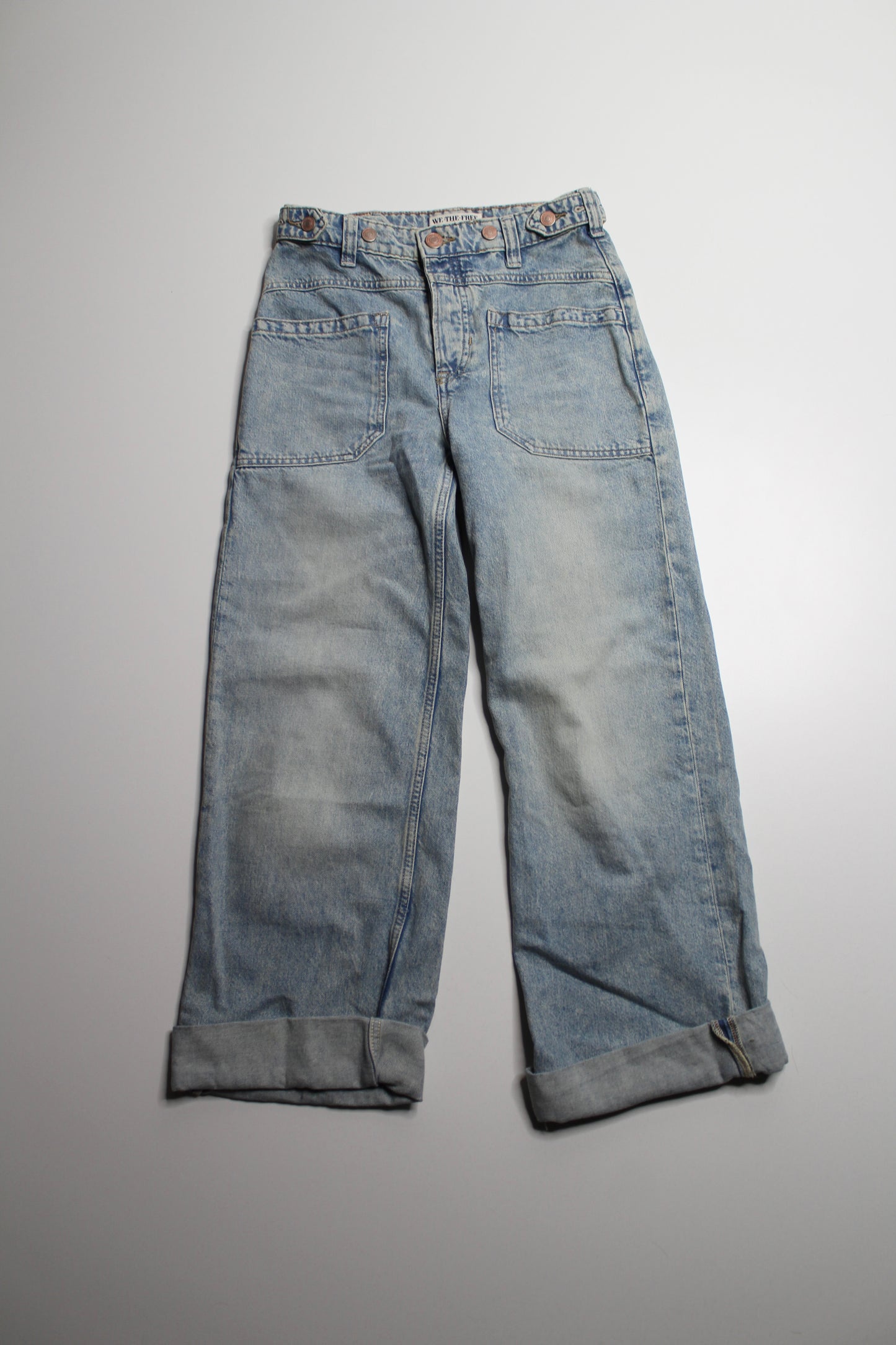 Free People We The Free la la land 'palmer' cuffed wide leg jeans, size 24 (relaxed fit)