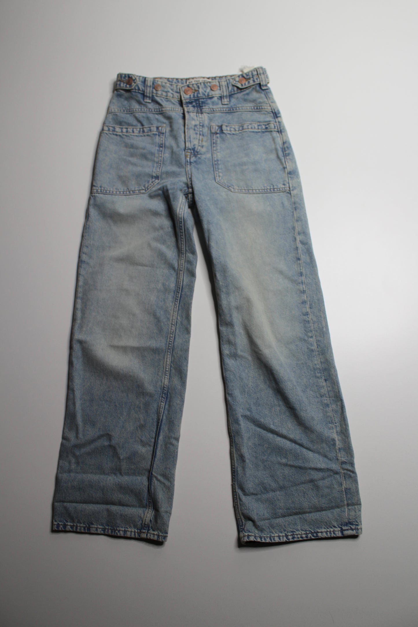 Free People We The Free la la land 'palmer' cuffed wide leg jeans, size 24 (relaxed fit)