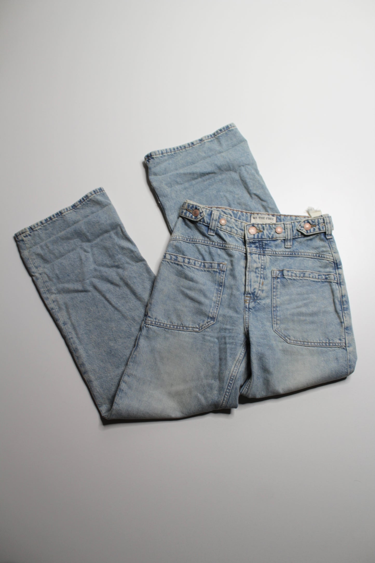 Free People We The Free la la land 'palmer' cuffed wide leg jeans, size 24 (relaxed fit)