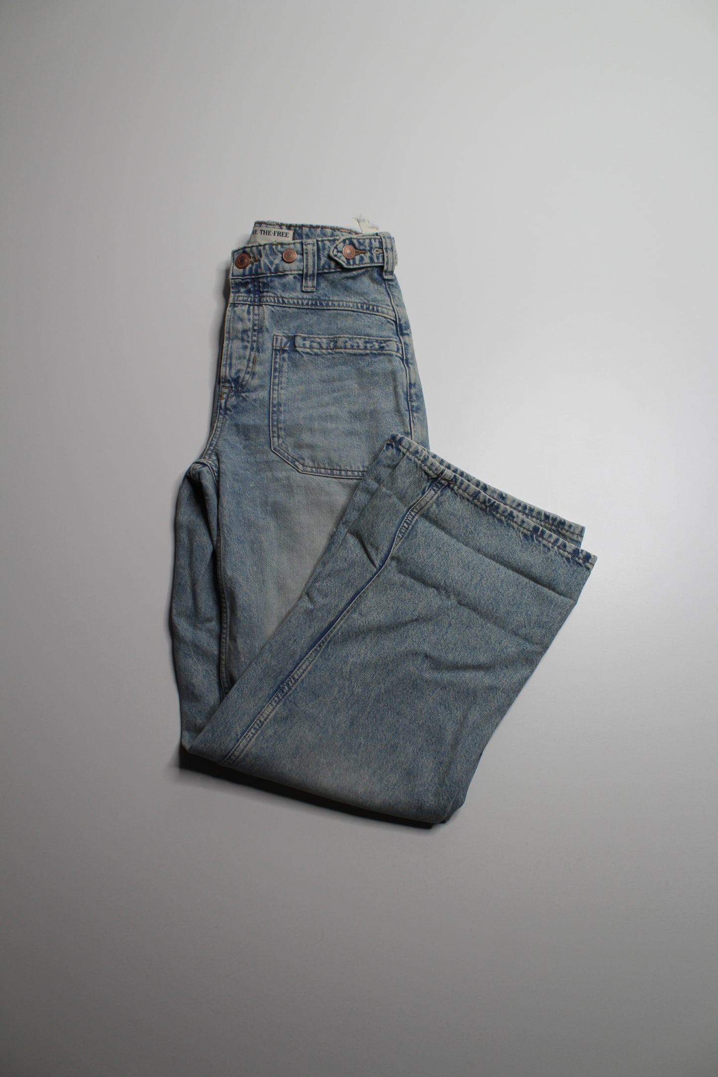 Free People We The Free la la land 'palmer' cuffed wide leg jeans, size 24 (relaxed fit)