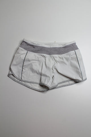 Lululemon white / grey turbo run shorts, size 4 (price reduced: was $30)