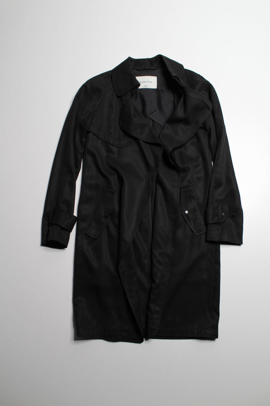Aritzia Babaton black open front 'lawson' trench coat, size xxs (loose fit) (fits xxs/xs)