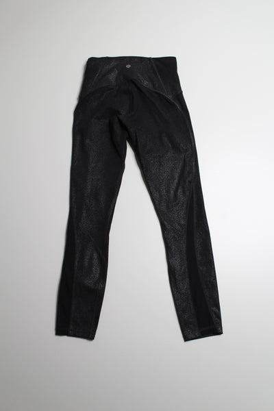 Lululemon luminosity foil print black silver / black train times tights, size 4 (25”) (price reduced: was $48)