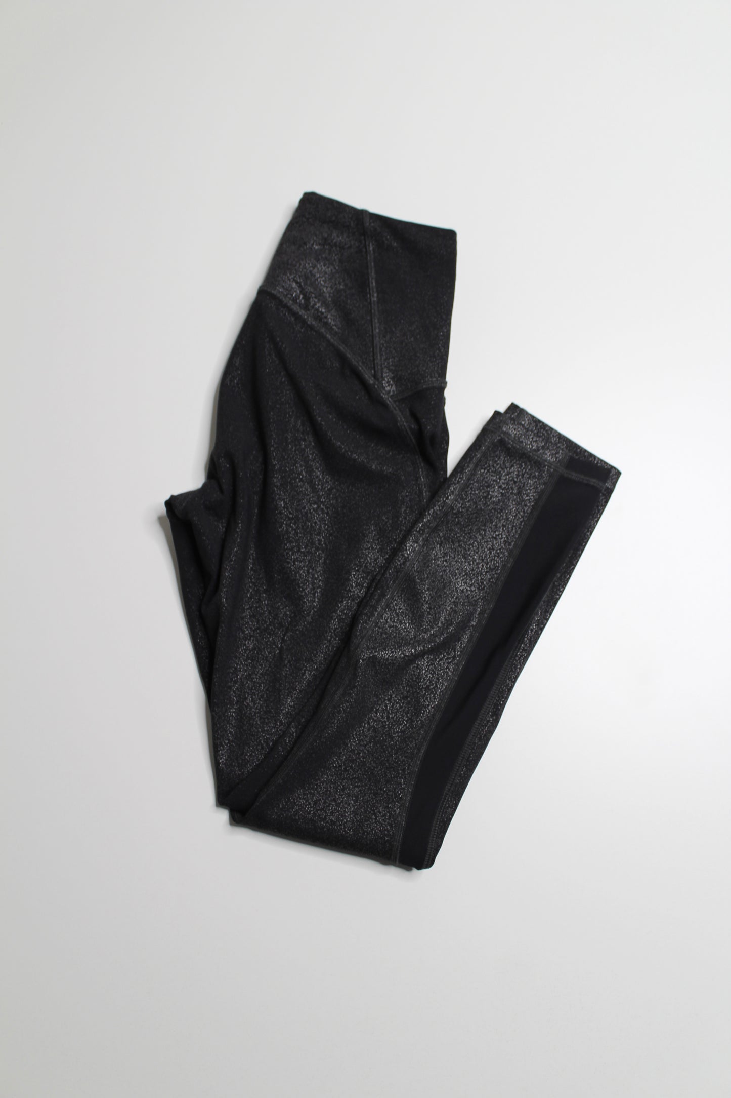 Lululemon luminosity foil print black silver / black train times tights, size 4 (25”) (price reduced: was $48)