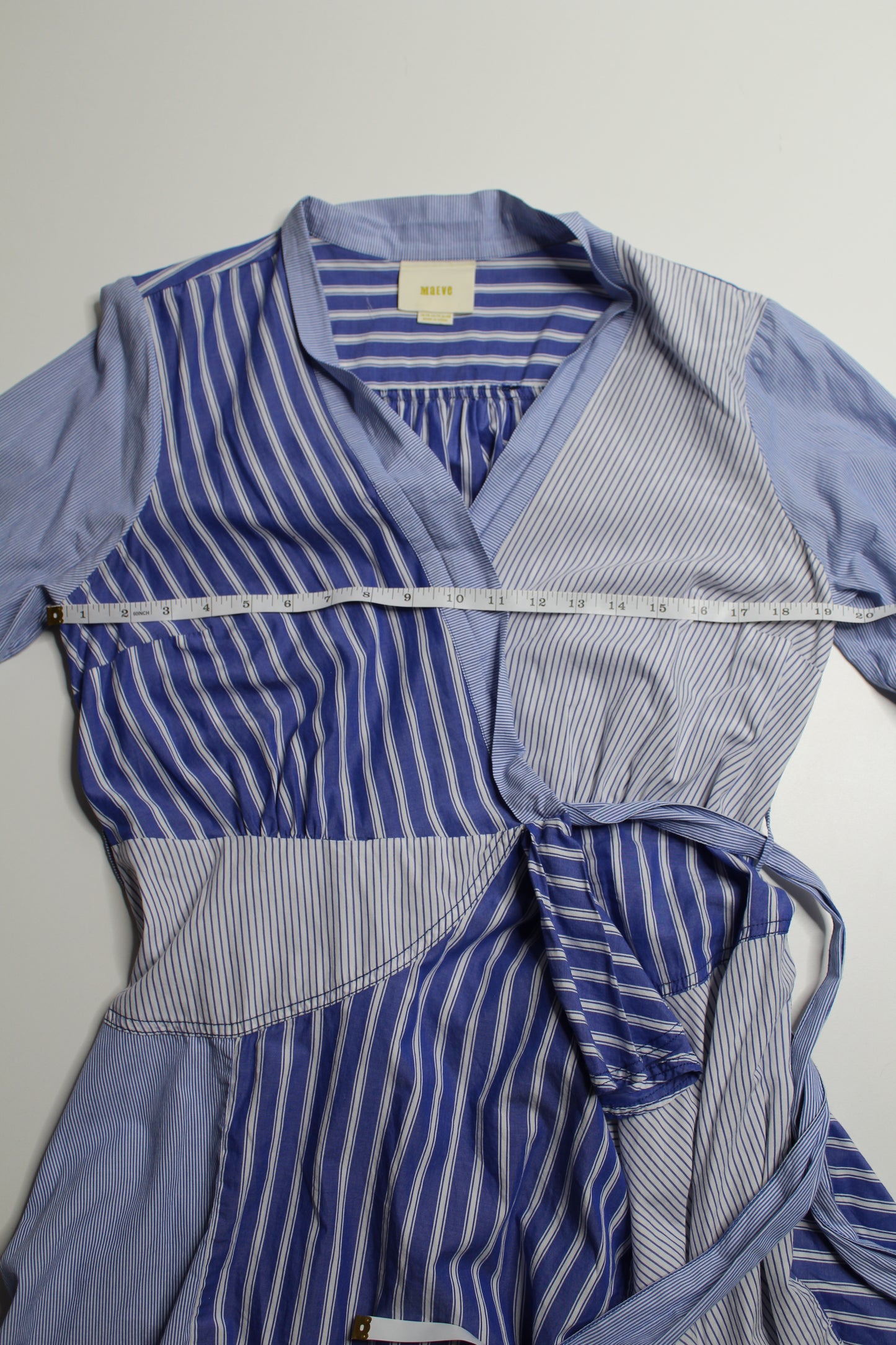 Anthropologie Maeve blue stripe ‘newport’ shirt wrap dress, size 10