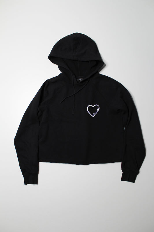 Brunette The Label black 'brunette' cropped hoodie, size xs/s