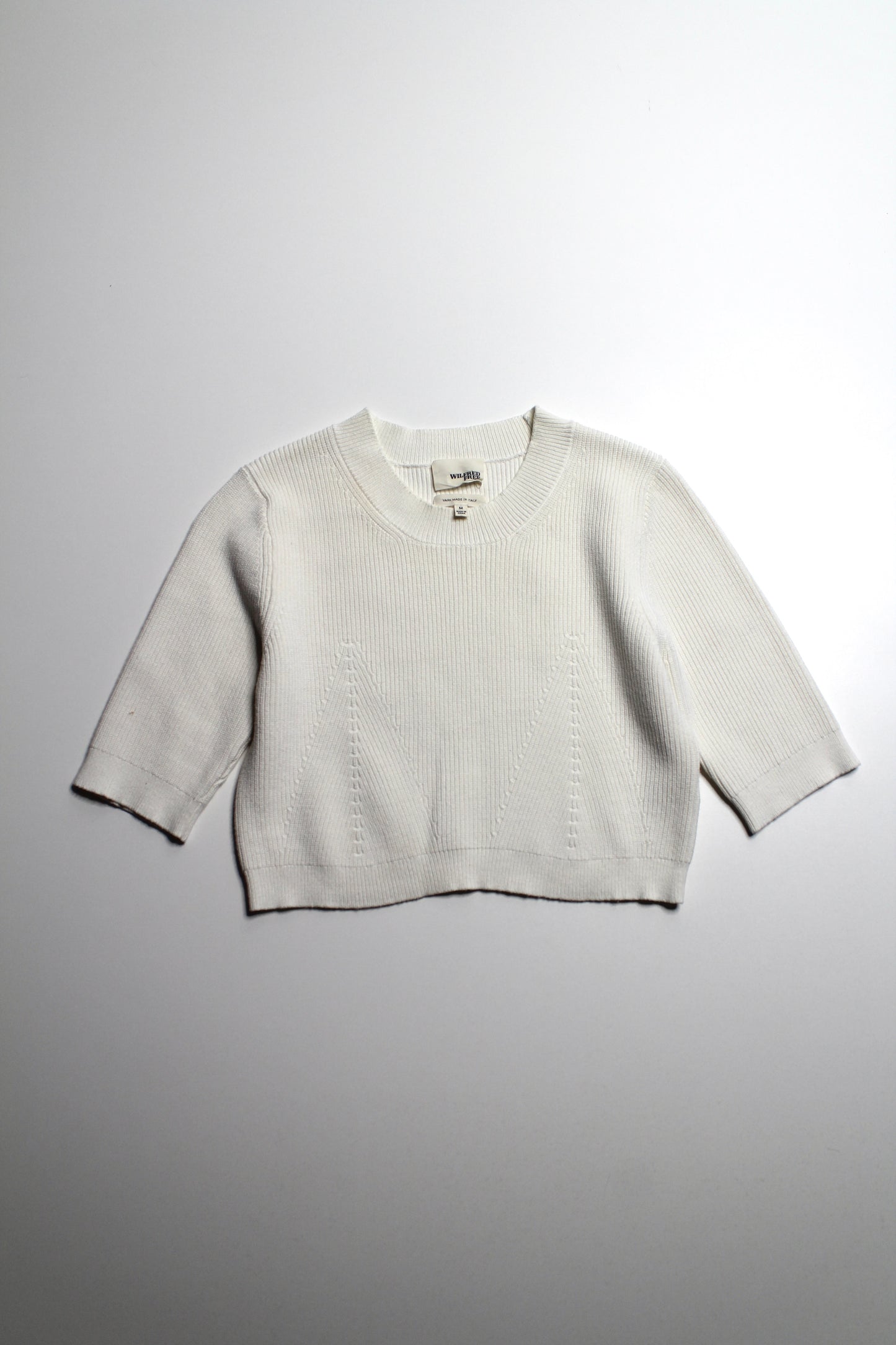 Aritzia Wilfred Free cream cropped knit short sleeve sweater, size medium