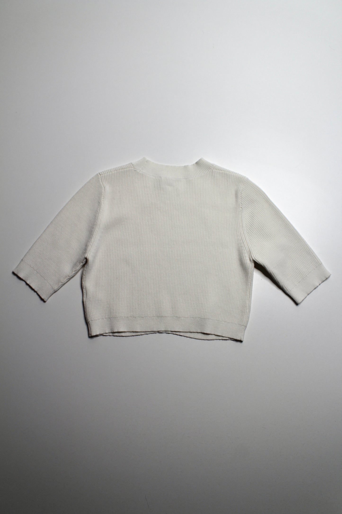 Aritzia Wilfred Free cream cropped knit short sleeve sweater, size medium