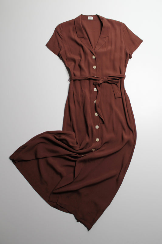 Aritzia Wilfred amaretto button front shirt dress, size small