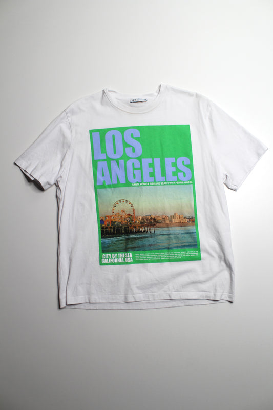 Zara white 'los angles' t shirt, size medium