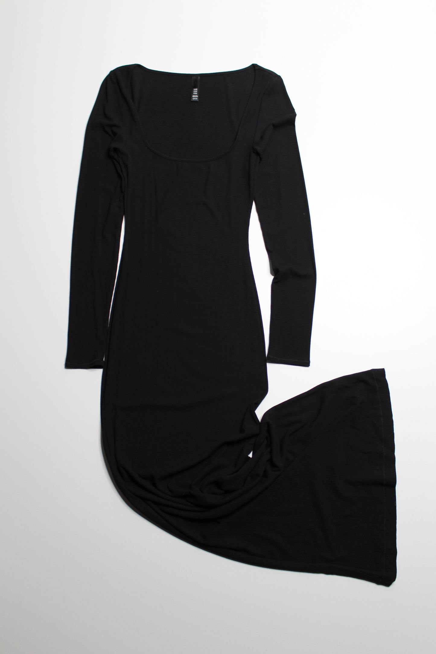 Skims black ribbed 'soft lounge long sleeve' dress, size small