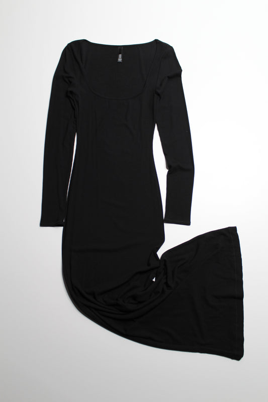 Skims black ribbed 'soft lounge long sleeve' dress, size small