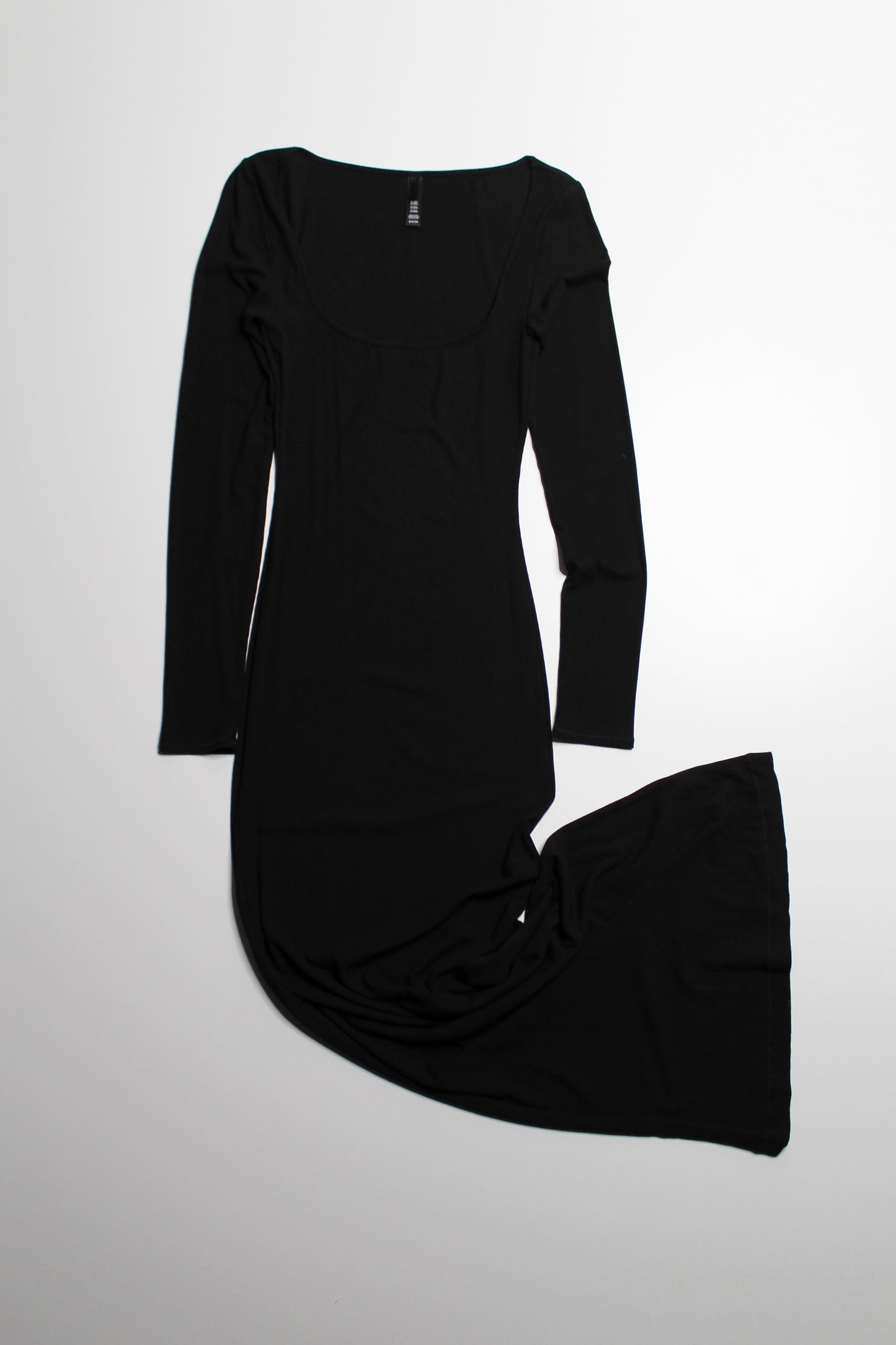 Skims black ribbed 'soft lounge long sleeve' dress, size small