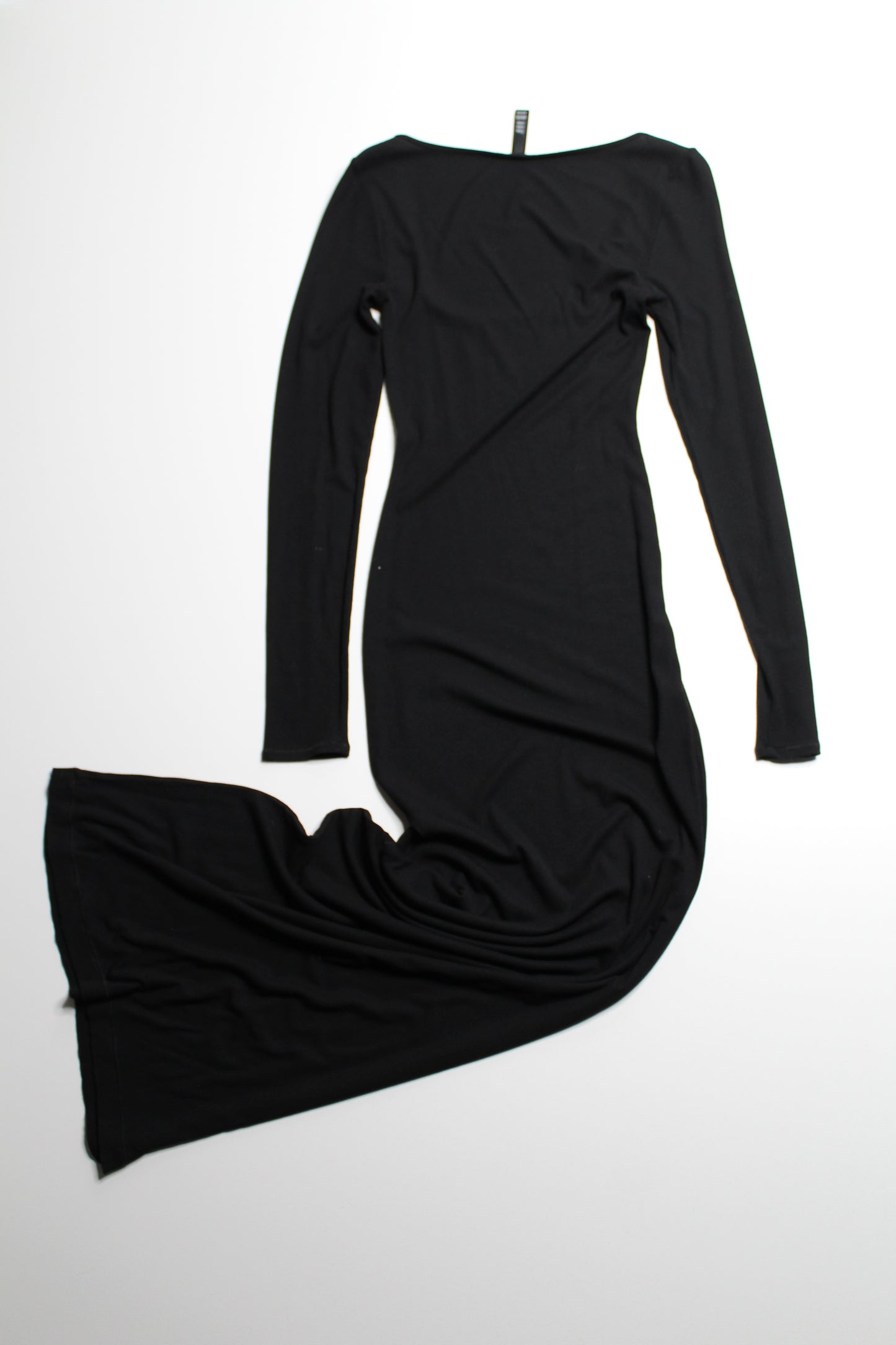 Skims black ribbed 'soft lounge long sleeve' dress, size small