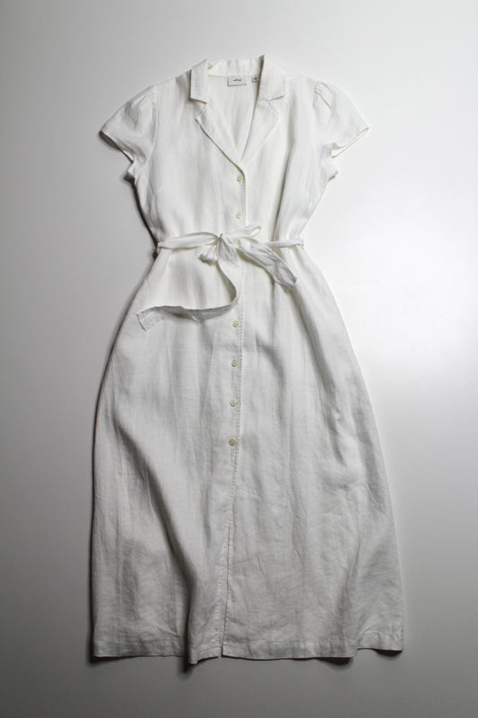 Aritzia Wilfred white linen button front shirt dress, size small
