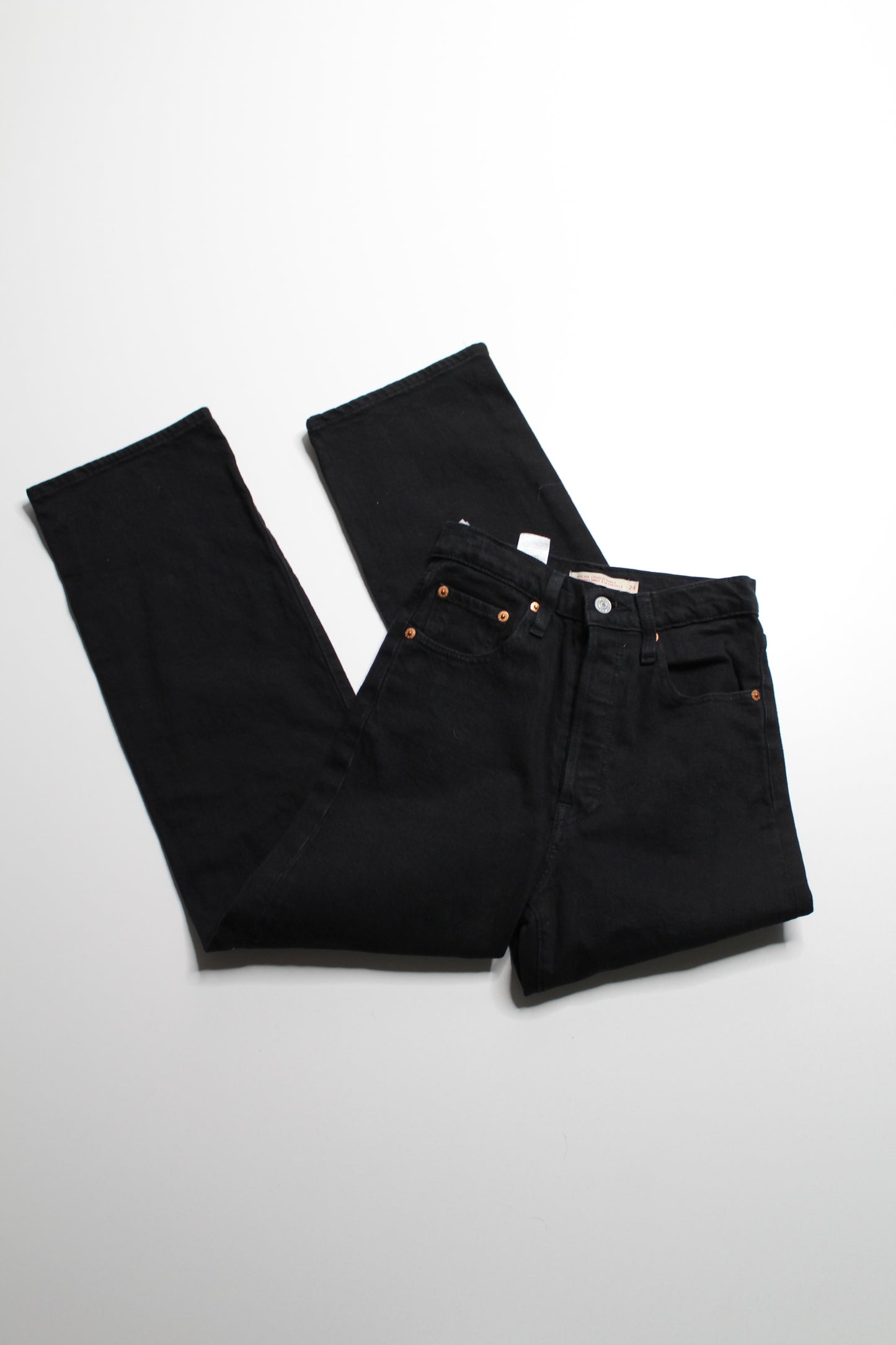 Levi's black 'ribcage straight ankle' jeans, size 24