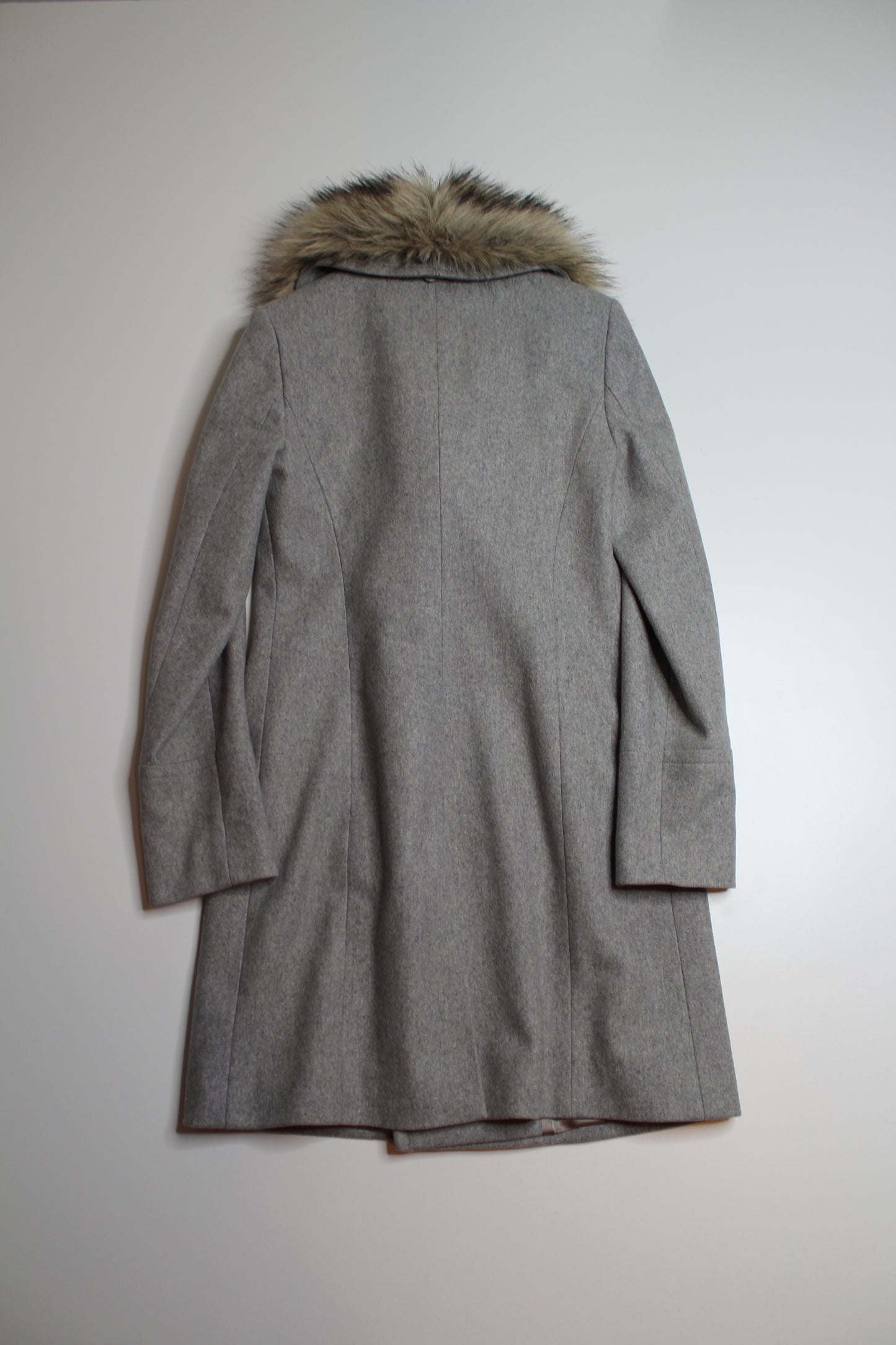 Club Monaco light grey wool coat with removable trim, size small (additional 20% off)