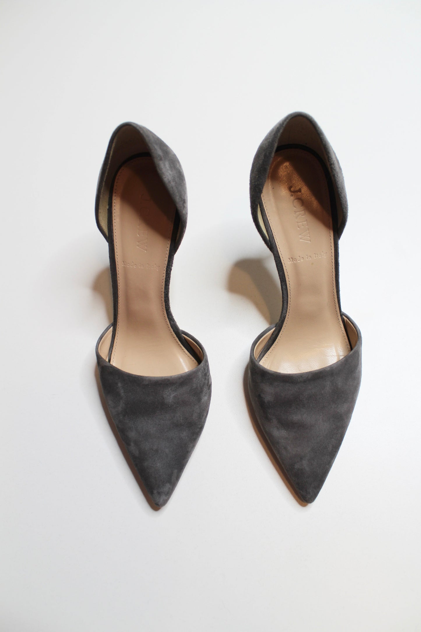 J.CREW grey Elise suede heels, size 6.5