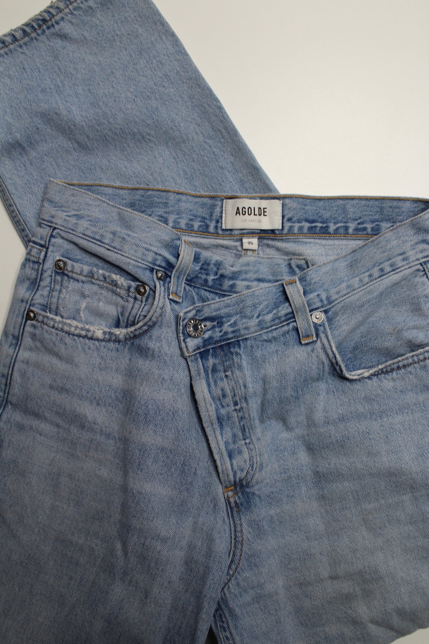 AGOLDE 'criss cross straight leg' jeans, size 25 (loose fit) (sale: was $78)