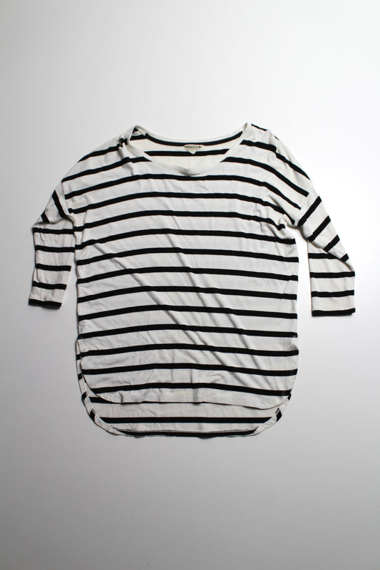 Club Monaco black/white striped 3/4 sleeve, size small (loose fit)