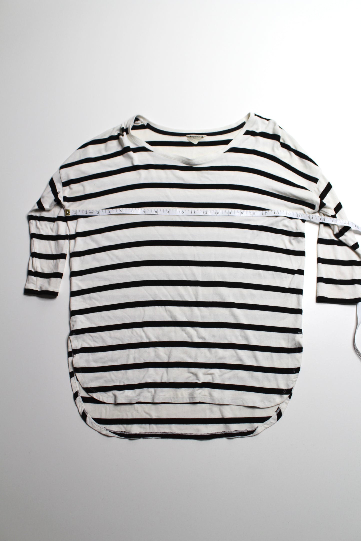 Club Monaco black/white striped 3/4 sleeve, size small (loose fit)