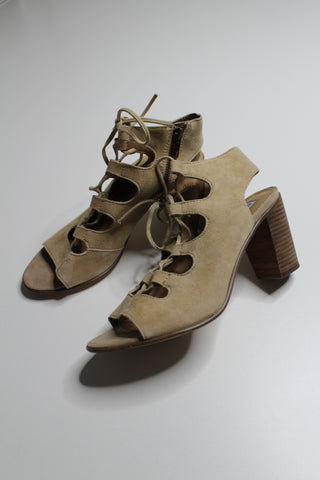 Steve Madden tan chunky block caged heels, size 8.5 (additional 70% off)