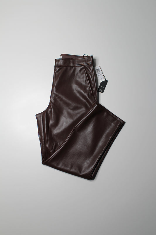 Aritzia coffee bean 'command' faux leather pant, size 12 *new with tags