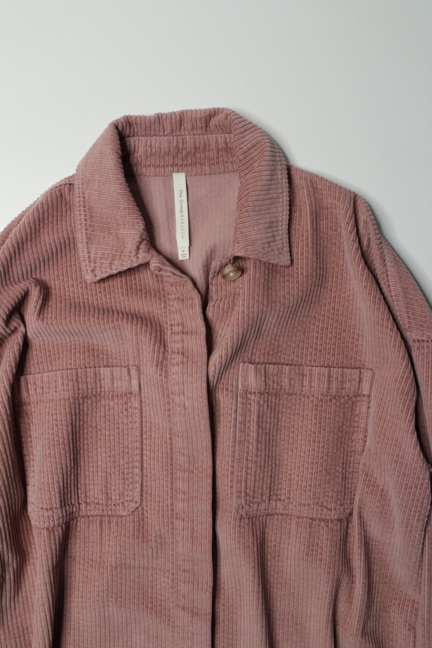 Aritzia The Group Babaton dusty rose corduroy 'Graydon' shirt jacket, size medium