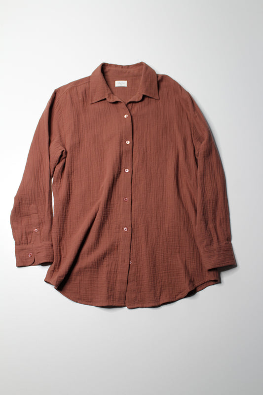 Aritzia Wilfred Free rust textured button up, size medium