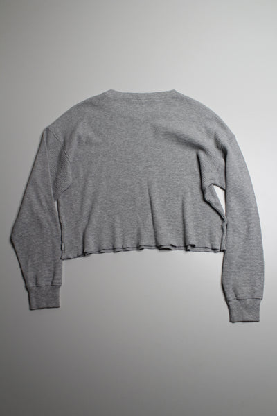 Aritzia TNA light grey cropped waffle long sleeve, size medium (loose fit)