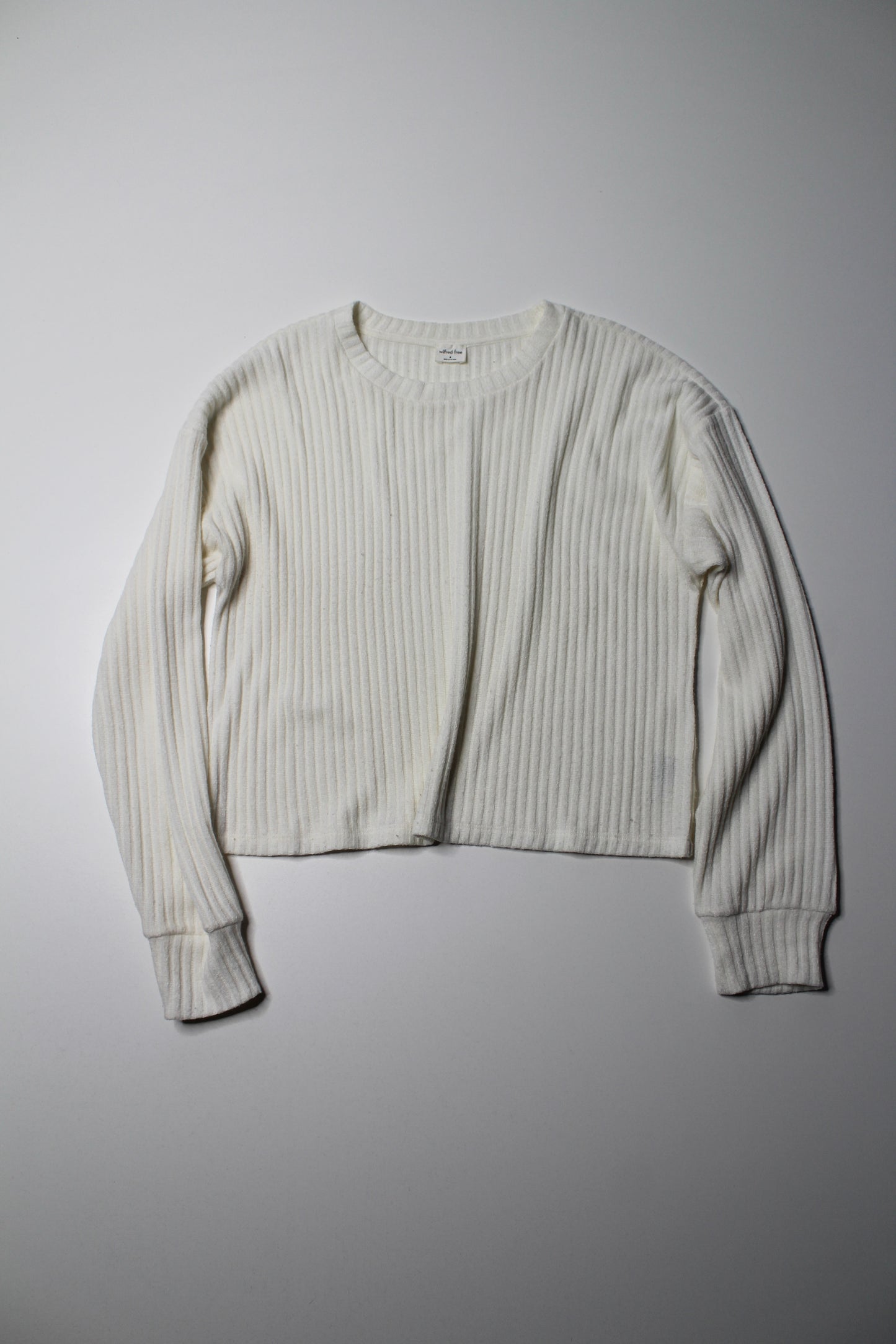 Aritzia Wilfred Free cream ribbed long sleeve, size medium