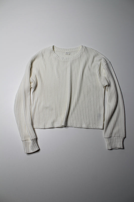 Aritzia Wilfred Free cream ribbed long sleeve, size medium