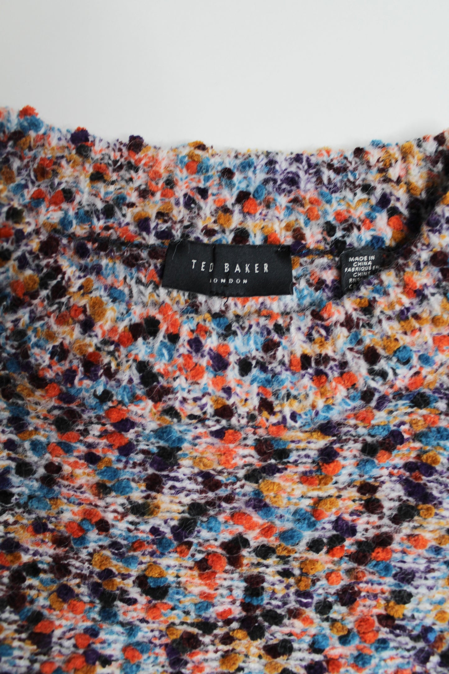 Ted Baker multicolor extreme sleeve boucle sweater, no size. Fits like size medium