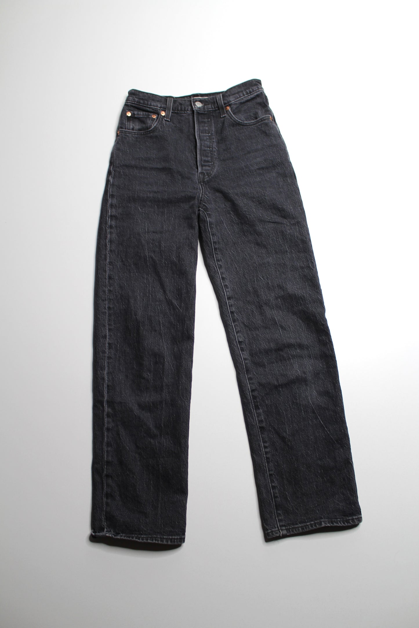 Levi's black wash 'ribcage straight ankle' jeans, size 26