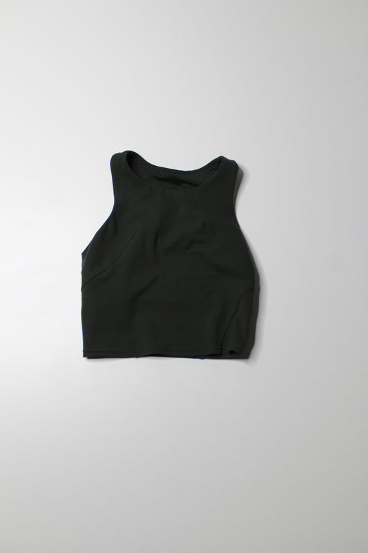 Lululemon forest green ‘wunder train’ cropped tank, size 2