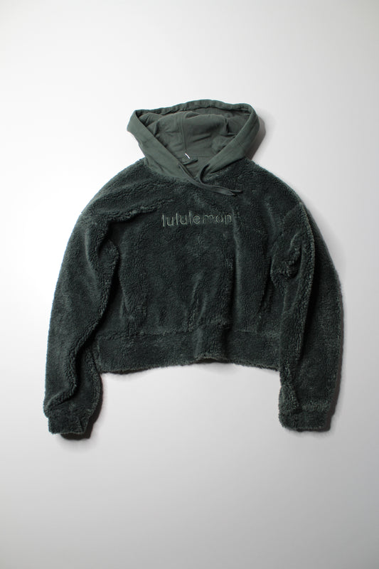 Lululemon smoked spruce 'textured fleece embroidered logo' hoodie, size 4 (relaxed fit) (additional 10% off)