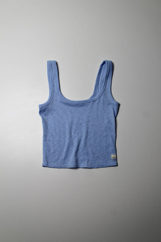 Vuori blue ribbed cropped tank, size small