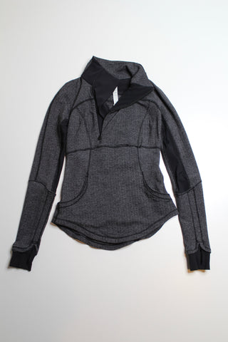 Lululemon grey herringbone think fast 1/4 zip pullover, size 2 (price reduced: was $48)