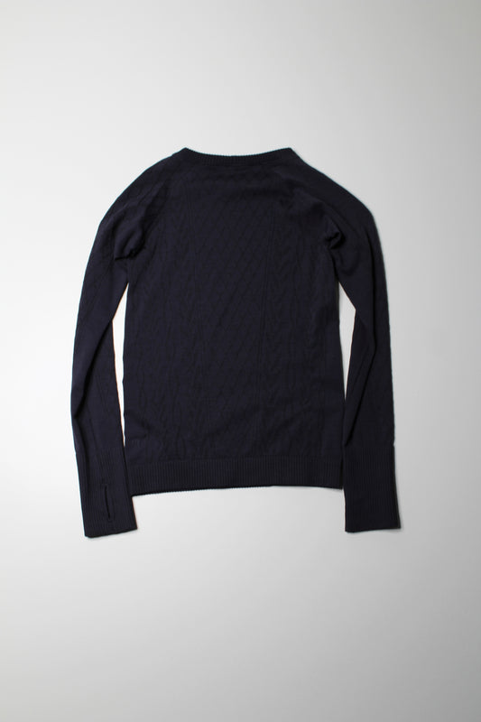 Lululemon midnight navy ‘restless’ pullover long sleeve, no size. Fits like 2