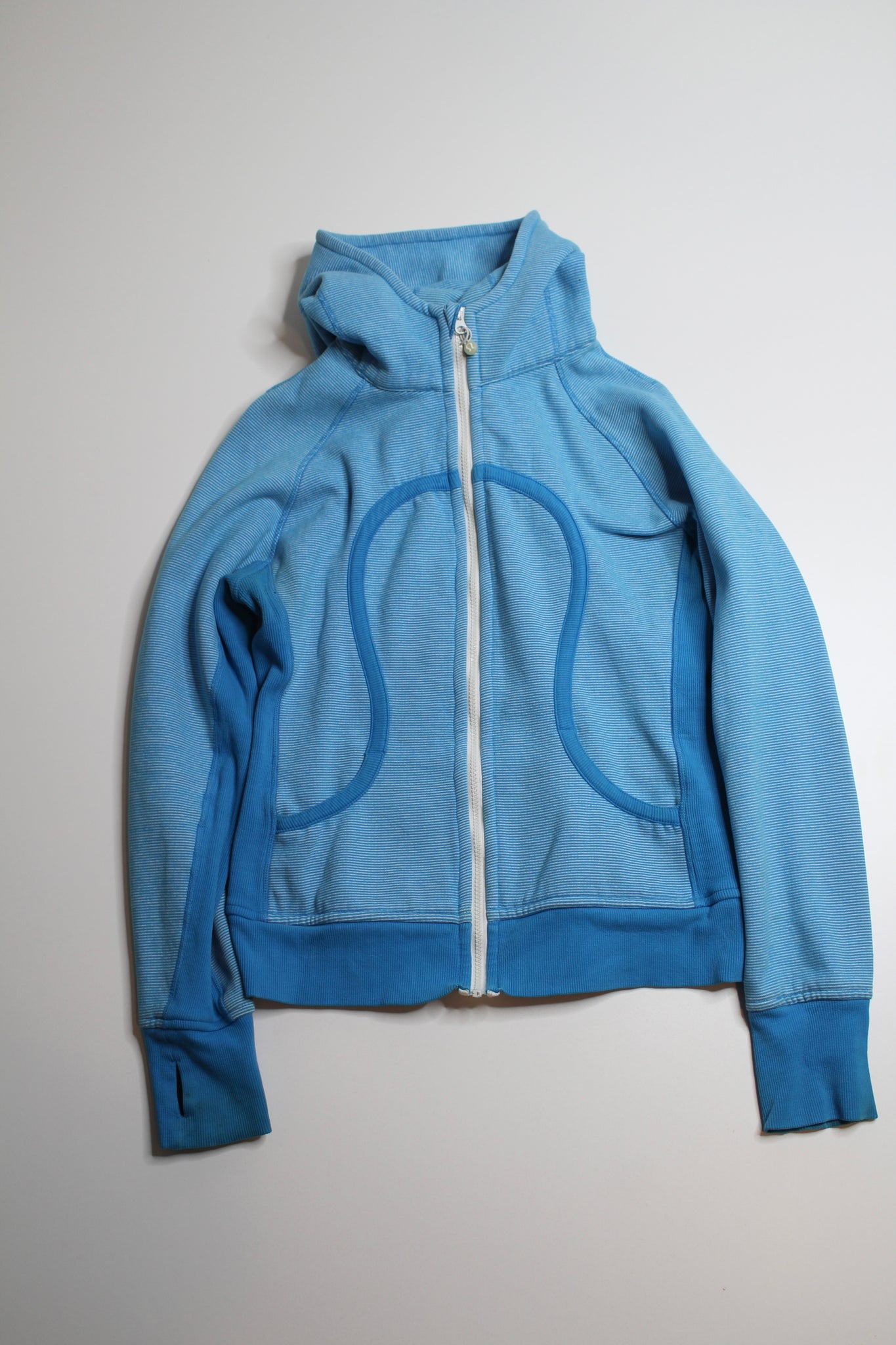 Lululemon blue stripe scuba zip up hoodie jacket, size 10 (price reduced: was $25)