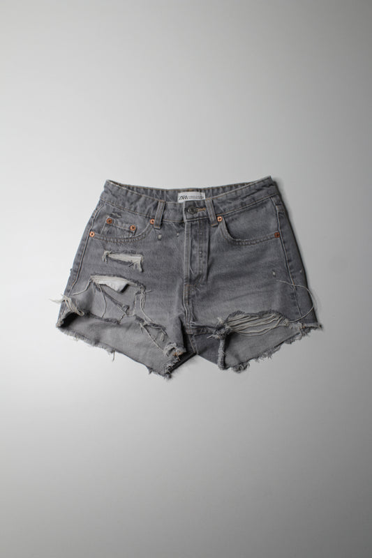 Zara  grey wash distressed jean shorts, size 2