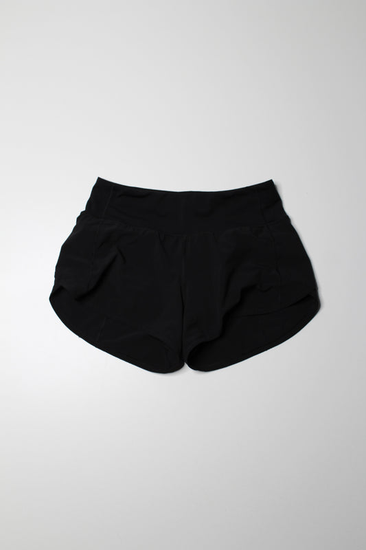 Lululemon black ‘speed up’ shorts, size 4 (4”)