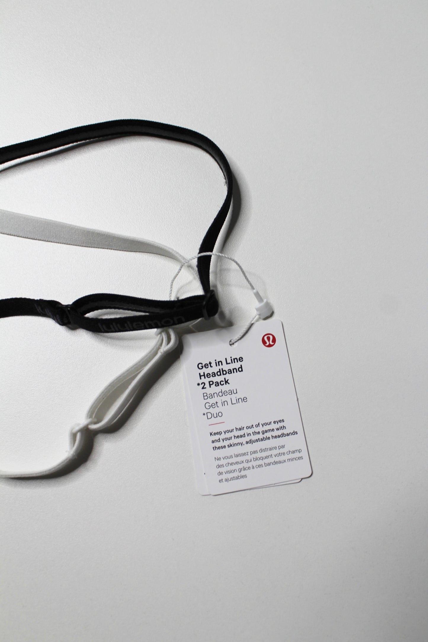 Lululemon black/white 'get in line' headband 2 pack *new with tags