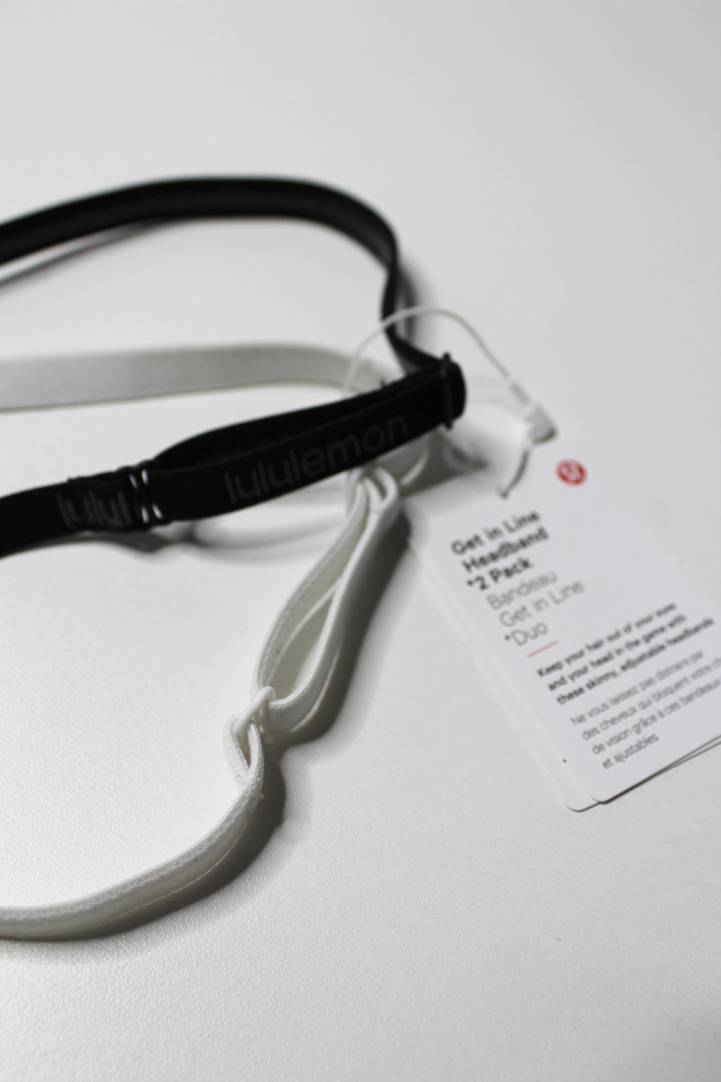 Lululemon black/white 'get in line' headband 2 pack *new with tags