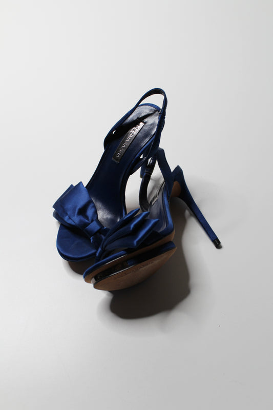 BCBG MAXAZRIA royal blue satin ‘bow’ stiletto sling back heels, size 6