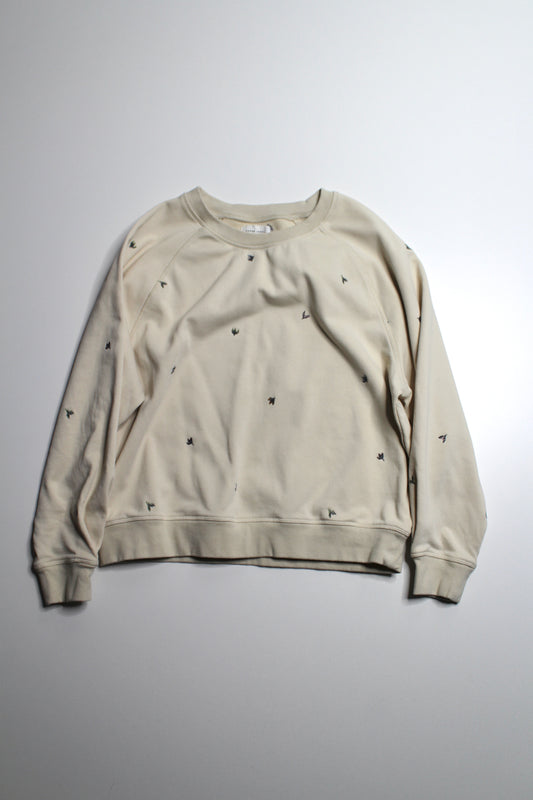 Paper Label oat milk 'Moore pleated' embroidered botanical crew neck sweatshirt, size small