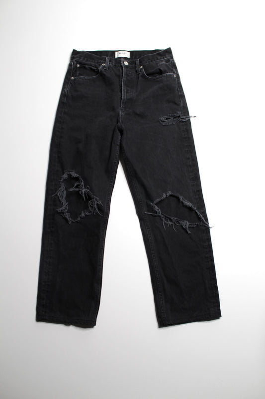 AGOLDE black wash ‘90’s distressed knee jeans, no size, fits like 28 (26”)