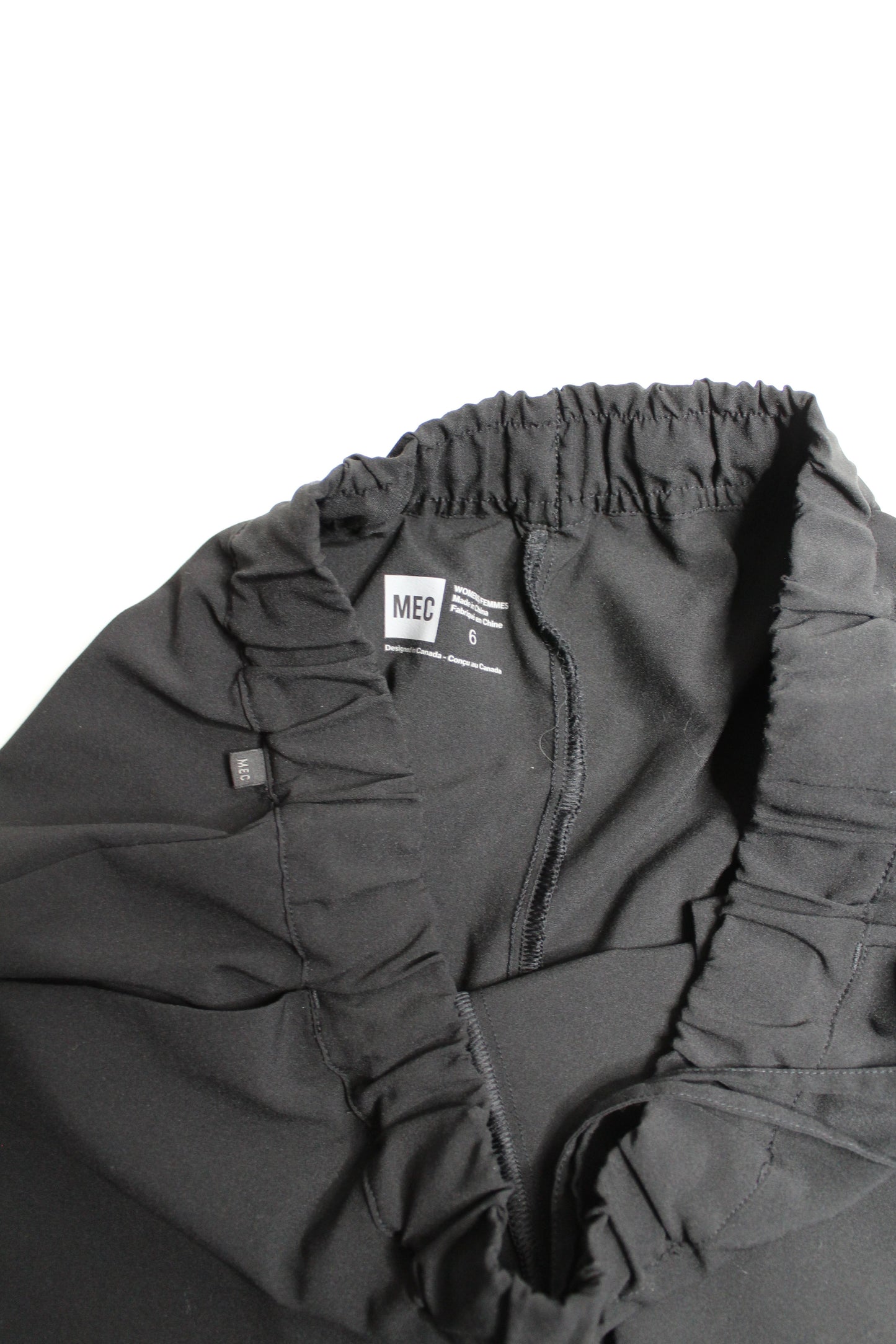 MEC black lightweight wind resistant joggers, size 6
