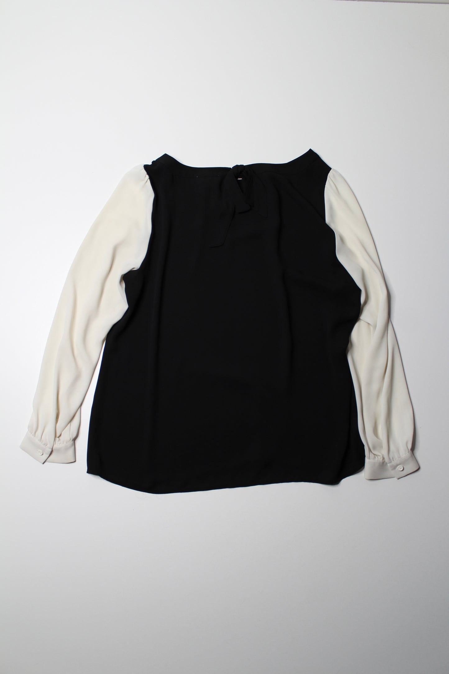 LOFT black / cream long sleeve blouse, size large